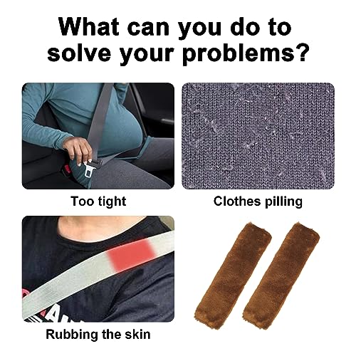 Ziciner 2 Packs Car Seatbelt Covers Shoulder Pad, Universal Soft Faux Sheepskin Shoulder Cover for Comfortable Driving, Fluffy Seat Belt Protector Help to Protect Your Neck and Shoulder (Brown) - color: Brown