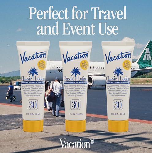 Vacation Mini Classic SPF 30 Sunscreen Lotion, 1 Fluid Ounce, Pack of 24 - Invisible, No White Cast, Water-Resistant, Vegan, Dermatologist-Tested, Travel Size - size: 1 Fl Oz (Pack of 24), style: SPF 30