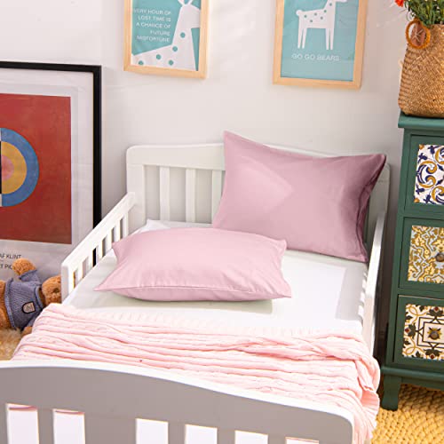 NTBAY Egyptian Cotton Toddler Pillowcases - Set of 2 - Travel Pillow Cases - 500 Thread Count Cotton 13x18 Pillow Covers - Envelope Closure Nursery Pillowcases, 13x18 Inches, Pink - color: Pink