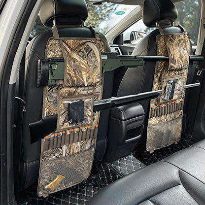 MYDAYS 2 Pack Seat Back Gun Rack, Camo Front Seat Gun Organizer with Bullet Pocket Vehicle Gun Holder for Hunting Rifles/Shotguns - color: Camo5