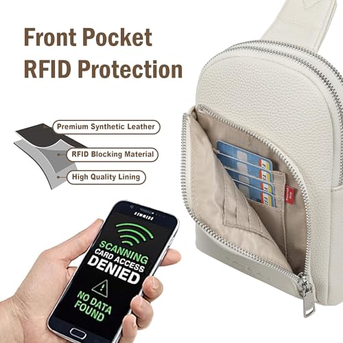 INICAT RFID Blocking Sling Bag, Anti Theft Crossbody Bag for Women Compact Travel Purses Leather - color: White