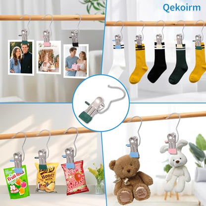 30 Pack Heavy Hanger Clips for Closet, Laundry Hooks Hanging Clips with, Clothespin for Clothes Pants,Clothes Pins Multi-Purpose Clip Big Hangers & Pants Clip Hangers for Hats Socks Towels Travel - color: Colours