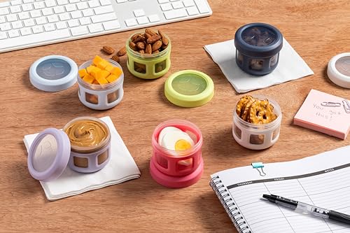 Ello Reusable Condiment Containers with Screw-on Leak Proof Lid | Perfect for Salad Dressing Sauce Dips Lunchbox Picnic Travel Bento Box | BPA-Free | Dishwasher Safe - color: Sunny Daze