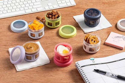 Ello Reusable Condiment Containers with Screw-on Leak Proof Lid | Perfect for Salad Dressing Sauce Dips Lunchbox Picnic Travel Bento Box | BPA-Free | Dishwasher Safe - color: Sunny Daze