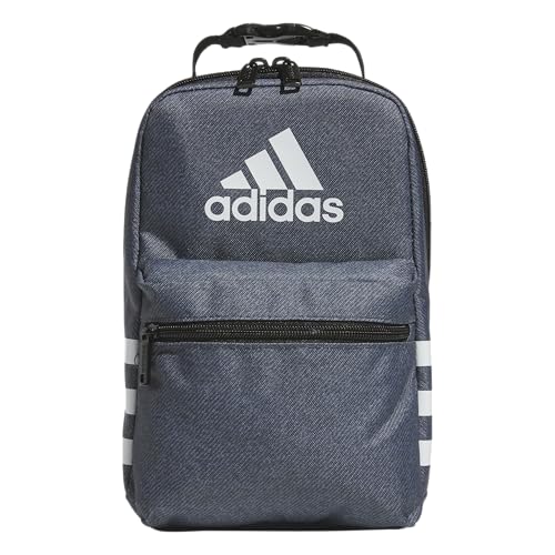 adidas Santiago Lunch Bag Cooler for Women and Men, Insulated Food Container Box with Mesh Pocket, Twill Onix Grey/Black/3.0, One Size - color: Black/White/3