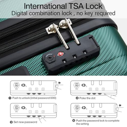 Hanke 20 Inch Expandable Carry on Luggage 22x14x9 Airline Approved Lightweight PC Hard Shell Suitcases with Wheels Travel Luggage Rolling Suitcase Travel Luggage Bag for Weekender(Blackish Green) - color: Blackish Green, size: Expandable 20 Inch