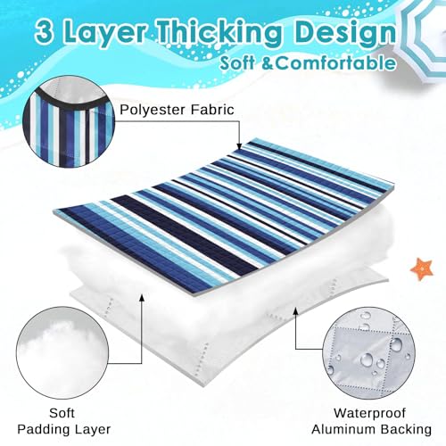 Waterproof Picnic Outdoor Blanket, 79" x 59" Sandproof Foldable Large Picnic Blanket for Beach, Camping, Park, Travel, Concert, Great Gift for Families and Couples (Blue Stripe) - color: Blue Vertical Stripe