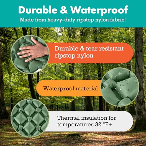 Sleepingo Ultralight Sleeping Mat - Inflatable & Compact Camping Air Mattress for Backpacking, Hiking- New - color: Green, size: 2-pack