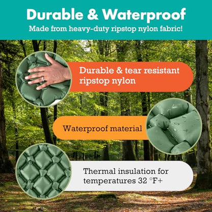 Sleepingo Ultralight Sleeping Mat - Inflatable & Compact Camping Air Mattress for Backpacking, Hiking- New - color: Green, size: 2-pack