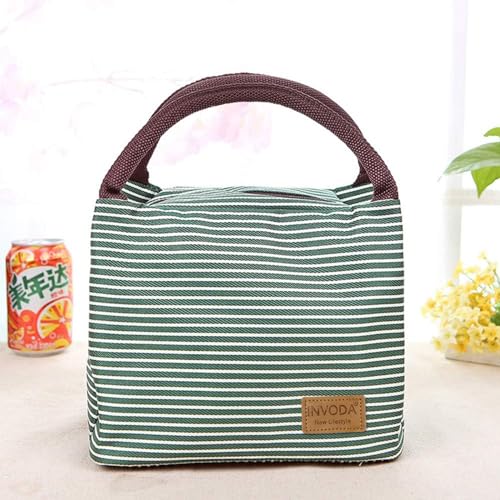 2PCS Lunch Bags Reusable Lunch Tote Bags Portable Lunch Cooler Bag Lunch Holder Insulated Lunch Box Bag for Picnic Office Beach (Brown+Green) - color: Brown+Green