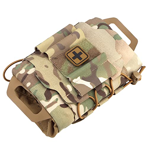 SABADO Rapid/Quick Deploy First Aid Kit Pack Tactical IFAK Pouch Two-Piece System Med Roll Carrier Hypalon Handle Outdoor Sport Hunting Bag - color: CP-87