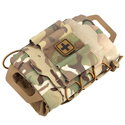 SABADO Rapid/Quick Deploy First Aid Kit Pack Tactical IFAK Pouch Two-Piece System Med Roll Carrier Hypalon Handle Outdoor Sport Hunting Bag - color: CP-87