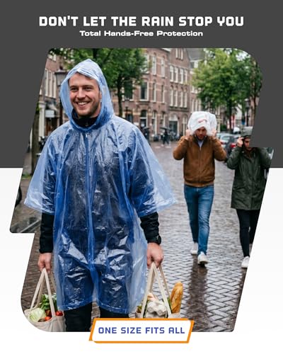 Hagon PRO Disposable Rain Ponchos for Adults (5 Pack) - color: Dark Blue (5 Pack)