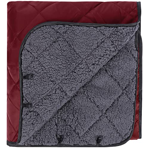 REDCAMP Large Warm Blanket with Sherpa Lining, Cold Weather Outdoor Blanket Windproof for Camping Stadium, Machine Washable 79"x 79" Red - color: 79"x 79" Red