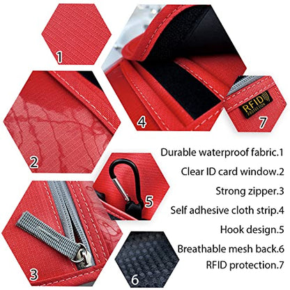 Travel Neck Wallet, RFID Blocking Passport Holder with Adjustable Neck Strap for Men and Women to Keep Cash, Credit Cards and Travel Documents Safe - Red - color: Red