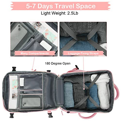 Hanples Carry on Travel Backpack for Women, Large 35L Personal Item Luggage Backpack,17 inch Laptop Backpack TSA Flight Approved, Travel Essentials Casual Daypack with 2 Toiletry Bags (Pink) - color: Pink, size: Large
