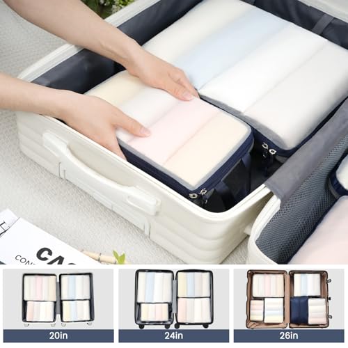 BAGAIL 6 Set Ultralight Compression Packing Cubes Packing Organizer for Travel Accessories Luggage Suitcase Backpack - color: Navy70D, style: Mesh Pattern