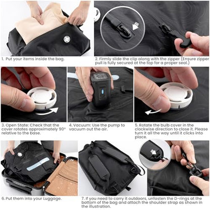 TAILI Travel Vacuum Compression Storage Bags with Wireless Pump -Vacuum Seal Bags (2Pack) for Travel Essentials, Space Saving, Wear-resistant & Waterproof Packing Cubes backpack for Clothing& Luggage - size: 2 Pack