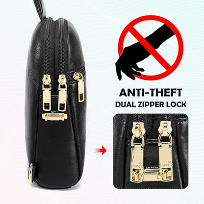 INICAT Anti Theft Crossbody Bags for Women Travel Small Sling Bag Fanny Packs Cross Body Purses Everyday - color: Rich Black Antitheft, size: Large