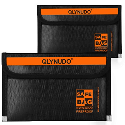 Small Fireproof Money Bag for Cash - Nesting 2 Pack (9.2" & 8"), Waterproof Money Pouch with Zipper, Fire Safe Accessories & Cash Envelopes for Budgeting, Secret Money Storage (All Black) - color: small-black+big-black