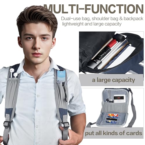 35L Foldable Waterproof Backpack For Outdoor Sports Travel Inside Wet Clothes Compartment Packable For Multiple - color: 3blue