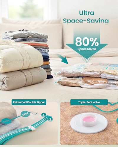 SONGMICS Vacuum Storage Bags, Rechargeable Portable Electric Pump, Space Saver Vacuum Seal Suction Bags for Clothing Travel Bedding Comforters, Reusable, 9 Pack, 3M/3L/3J, Transparent ULVB202W101 - style: 3M+3L+3J+USB Pump