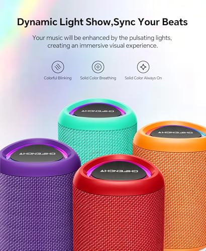 Portable Bluetooth Speaker Beach Essentials: Powerful Crystal Clear Sound/Dynamic Light/IPX5 Waterproof/All Day Playtime/Wireless BT 5.3/TWS Paring, Dad Gifts, Outdoor|Travel|Camping|Pool Accessories - color: Red