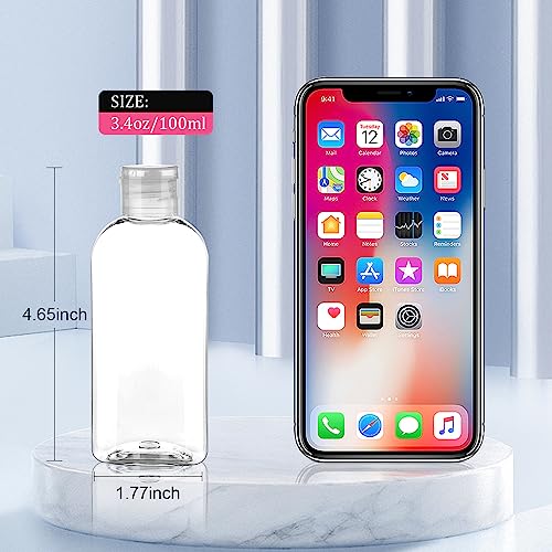 Travel Size Containers Plastic Travel Bottles for Toiletries Leak Proof Squeeze Bottle with Flip Cap TSA Approved 3.4oz/100ml Small Bottles for Liquids, Shampoo & Lotion (5 Pack) - size: A-5 Counts