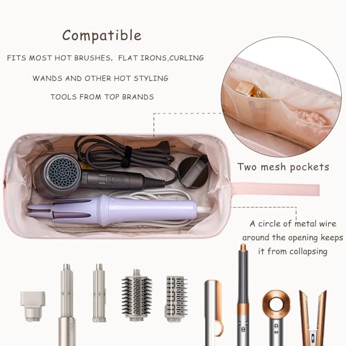 RSRSLEII Large Quilted Hair Tools Travel Bag,Waterproof Hair Styling Accessories Storage Case for Flat Irons,Straightener,Curling Iron,Hair Dryer,Dyson Airwrap Travle Bag (13 Solid Black) - color: 13 Solid Black