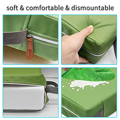 Toddler Booster Seat for Dining Table, PU Washable Double Safe Straps Non-Slip Bottom Booster Seat Dining Toddler, Portable Travel Increasing Cushion (Light Green) - color: Light Green