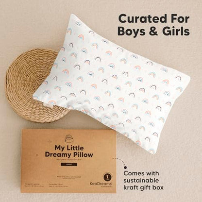 KeaBabies Organic Toddler Pillow with Pillowcase, Jumbo 14X20 - Soft Cotton Toddler Pillows for Sleeping - Machine Washable - Perfect for Travel, Toddler Bed Set (Flutter) - color: Flutter