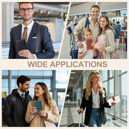 BKNOOU Rfid Blocking Passport Holder for Women and Men, Compact Travel Passport Wallet Leather Travel Wallet Trifold Clutch Wallet, Passport Cover Holds Cards, Tickets, Cash and Pen