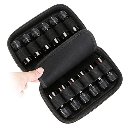 Hipiwe Hard Shell Essential Oil Carrying Case Holds 12 Bottles (Can hold 5ml, 10ml, &10ml Rollers) Travel Size Essential Oils Bag Organizer (Pink) - color: Pink