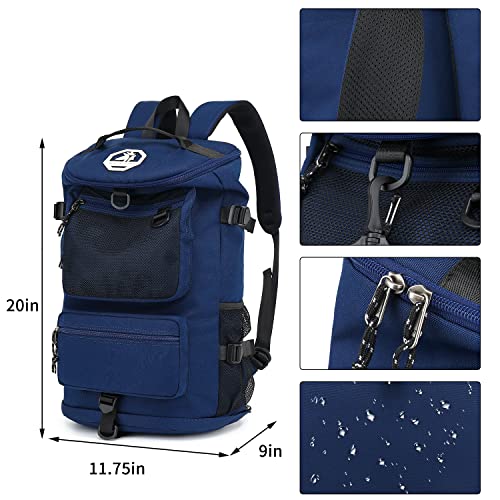 Kalesi Gym Duffle Bag Backpack 4-Way Waterproof with Shoes Compartment for travel Sport Hiking laptop (dark blue) - color: Dark Blue