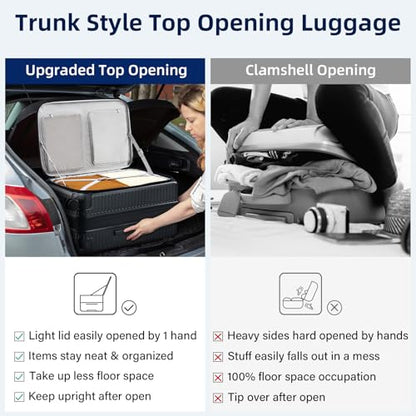 HanTrip Hard Shell Suitcases 24 Inch Check in Luggage with Spinner Wheels Cup Holder, Lightweight Top Opening Expandable Luggage Hard Case Rolling Medium Checked Suitcase with Lock, Black - color: Black, size: Expandable 24 Inch