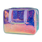 Holographic Purple Star Large Cosmetic Bag and Travel Pouch with Handle,Durable Material,Zipper Design-Ideal for Makeup,Travel Essentials (Purple Handle) - color: Purple Handle