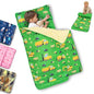 Primlect Toddler Nap Mat with Removable Pillow and Fleece Blanket, Extra Large 55''x35'' Sleeping Bag, Washable, Light, Easy to Roll up, Perfect for Daycare, Preschool, Kindergarten, Travel - color: Green Car