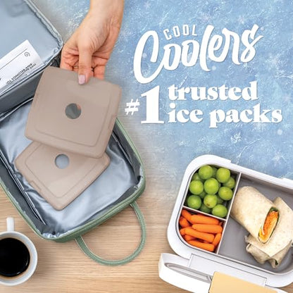 Cool Coolers by Fit & Fresh Slim Ice Packs, Quick Freeze Reusable Ice Packs for Lunch Boxes & Coolers, Long-Lasting, Space Saving Lunch Ice Packs, Taupe, 4Pk - color: Taupe (4 Pack)