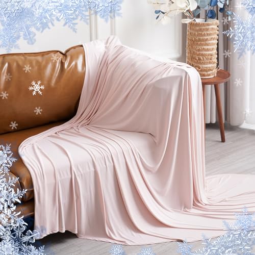 PHF Reversible Double Cooling Blanket Throw Size, Soft Arc-Chill Q-Max>0.5 Thin Summer Throw for Hot Sleepers,Breathable Lightweight Portable Silky Durable Single Layer for Home Office Travel Car,Pink - color: Pink, size: Throw(50x60")
