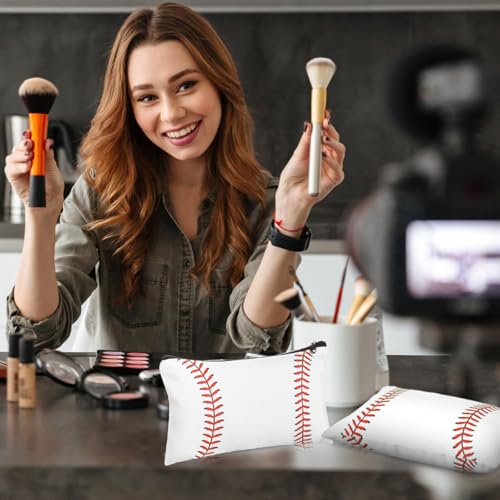Eccliy 20 Pcs Baseball Makeup Bags Bulk Sport Team Gifts Baseball Cosmetic Bag Accessories for Women Toiletry Zipper Pouch Travel Canvas Gifts Stuff for Party Team Players Lover - size: 8 x 5 Inch, style: Baseball