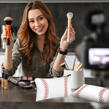 Eccliy 20 Pcs Baseball Makeup Bags Bulk Sport Team Gifts Baseball Cosmetic Bag Accessories for Women Toiletry Zipper Pouch Travel Canvas Gifts Stuff for Party Team Players Lover - size: 8 x 5 Inch, style: Baseball