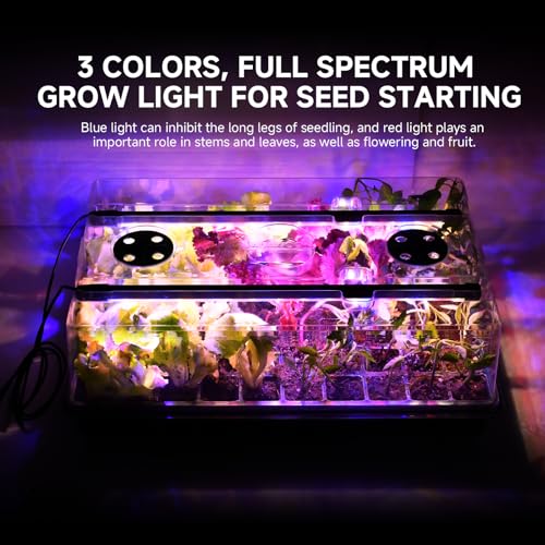 Adawook Seed Starter Trays with Grow Lights, Color Change Grow Lights for Seed Starting Kit, 3 Timming Set, Indoor Plant Growing Kit for Gardeners, Germination Trays Kits, Gardening Gifts (60 Cells)