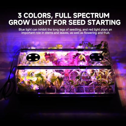 Adawook Seed Starter Trays with Grow Lights, Color Change Grow Lights for Seed Starting Kit, 3 Timming Set, Indoor Plant Growing Kit for Gardeners, Germination Trays Kits, Gardening Gifts (60 Cells)