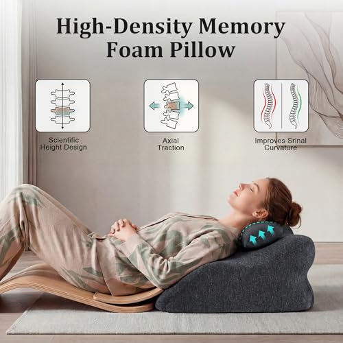 Ergonomic Contoured Support Pillow, Memory Foam Pillow, Multi-Functional Neck Back Waist Pillow for Bed Sleeping & Reading, with Removable Pillowcase Dark Gray - color: Dark Grey