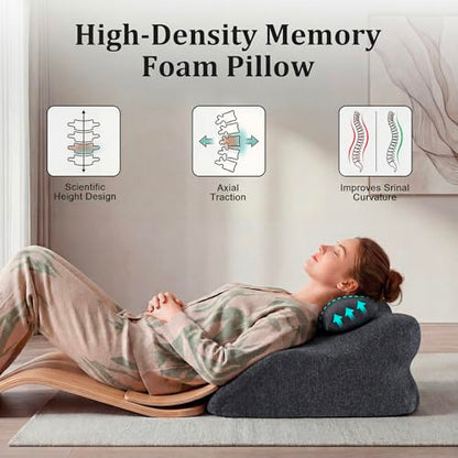Ergonomic Contoured Support Pillow, Memory Foam Pillow, Multi-Functional Neck Back Waist Pillow for Bed Sleeping & Reading, with Removable Pillowcase Dark Gray - color: Dark Grey