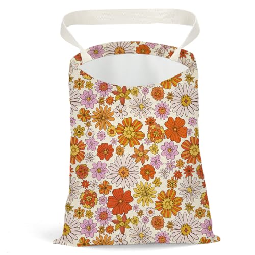 Car Trash Bag Car Garbage Bag Hanging Cars Trash Can Spring Decor Waterproof Cars Back Seat Organizer for Vehicle Travelling Camping Flower Daisy Decor - color: Flower 05