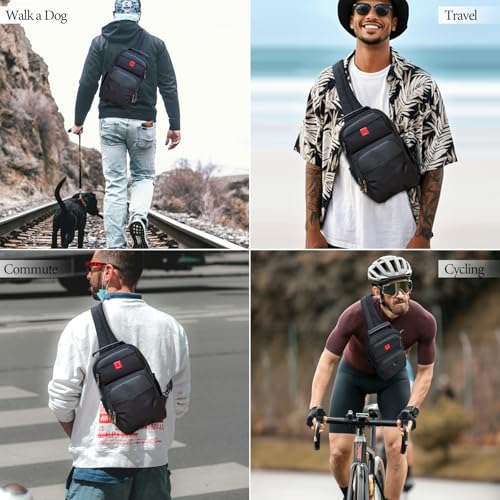 Crossbody Bag Men - Small Travel Sling Bag, Backpack Shoulder Bag | Water-Resistant Hiking Daypack, Adjustable Straps Chest Backpack