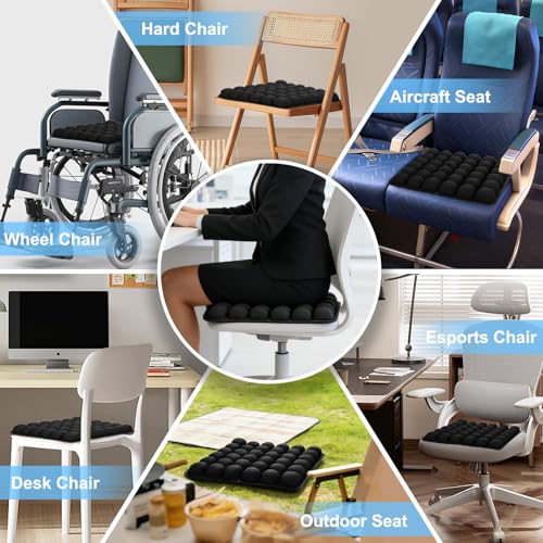 Inflatable Seat Cushion with Built-in Pump - Airplane Seat Cushion for Long Flights, 17" x 17" Inflated Size for Pressure Relief, Fits Stadium Bleachers, Hard Wooden & Folding Chairs