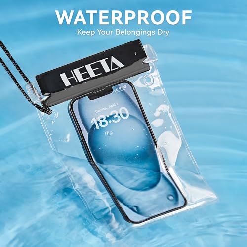HEETA 5-Pack Clear Waterproof Dry Bag Pouch, Water Tight Cases Dry Bags Document Holder for Camera Mobile Phone Maps, Kayaking Boating - color: Black