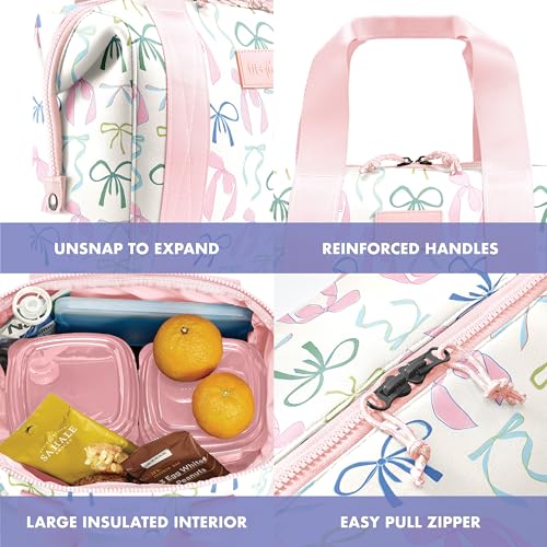 Fit & Fresh Remi Lunch Bag for Women Work – Neoprene Lunch Tote with Containers & Ice Pack, Reusable Meal Prep Lunch Box, Large Capacity, Machine Washable, Dainty Bows - color: Dainty Bows